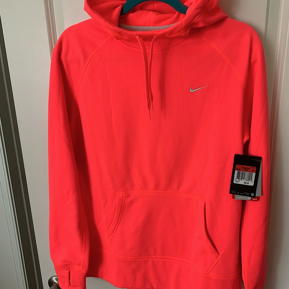 NWT Nike fleece sweatshirt Neon coral women’s L